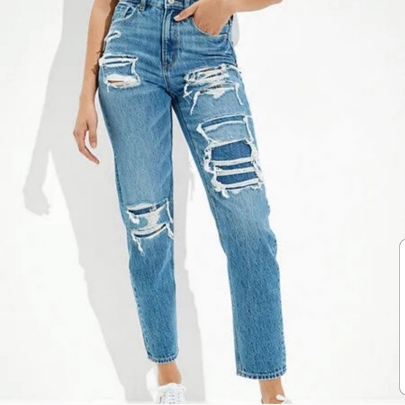 American Eagle Outfitters Jeans American Eagle Patch Straight Mom Jeans Poshmark